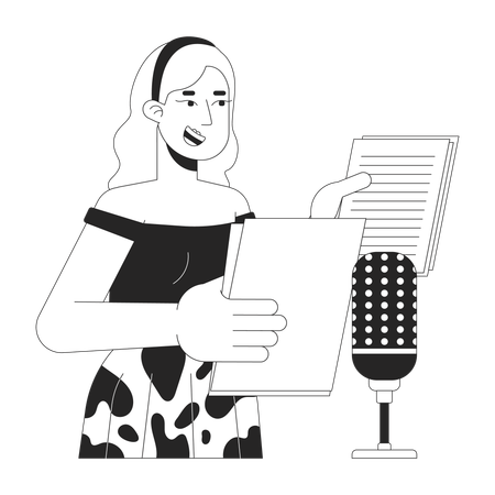 Blonde woman voiceover artist  イラスト