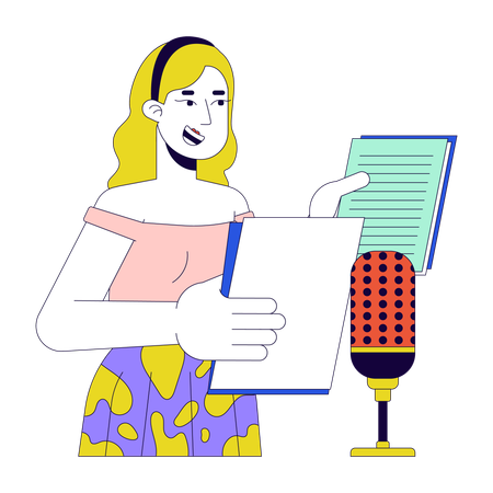 Blonde woman voiceover artist  イラスト