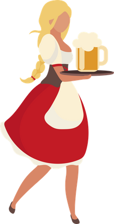 Blonde woman wearing barmaid dress Illustration