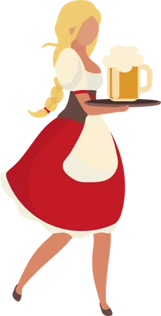 Blonde woman wearing barmaid dress Illustration