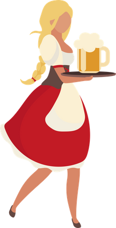 Blonde woman wearing barmaid dress  Illustration