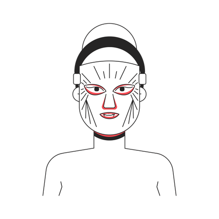 Blonde woman wearing LED light therapy mask  Illustration
