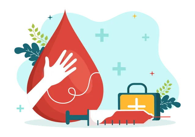 World Blood Donor Day On June 14 Illustration With Human Donated Bloods For Give The Recipient In Save Life Flat Cartoon Hand Drawn Templates Illustration