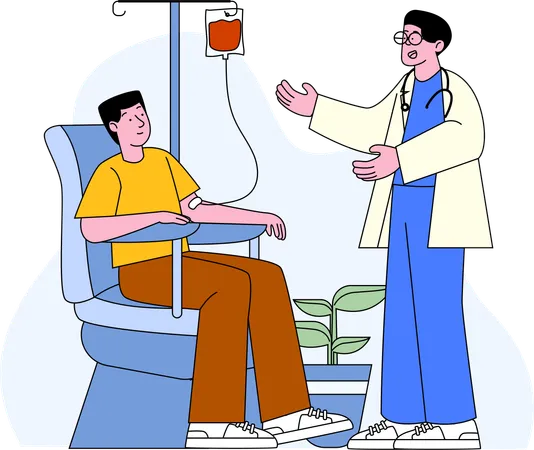 Highlighting A Patient Donating Blood Under The Guidance Of A Medical Professional Emphasizing The Importance Of Blood Donation In Saving Lives Illustration