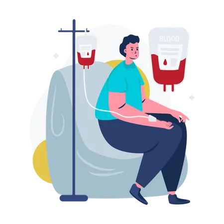 A Man Is Donating Blood For Medical Health Concept Illustration