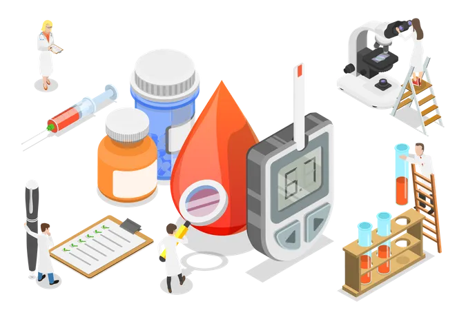 Blood Glucose Testing  Illustration