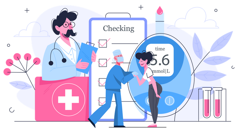 Blood sugar test in clinic  Illustration