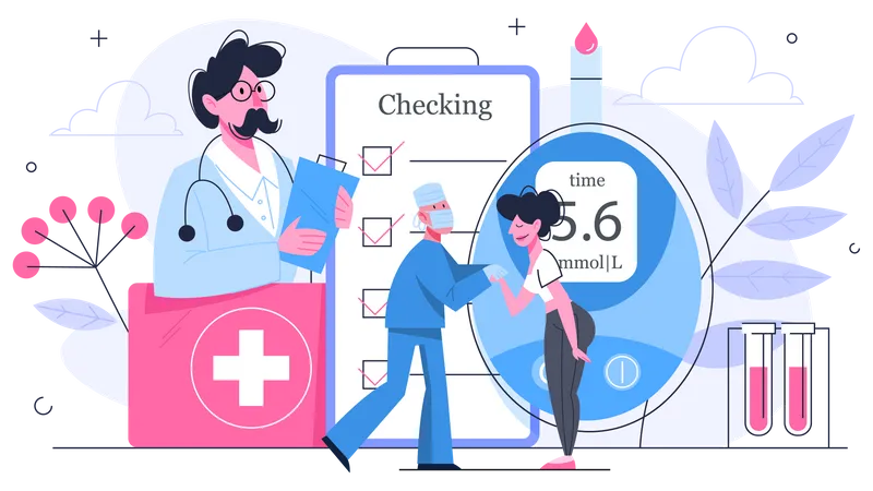 Blood sugar test in clinic  Illustration