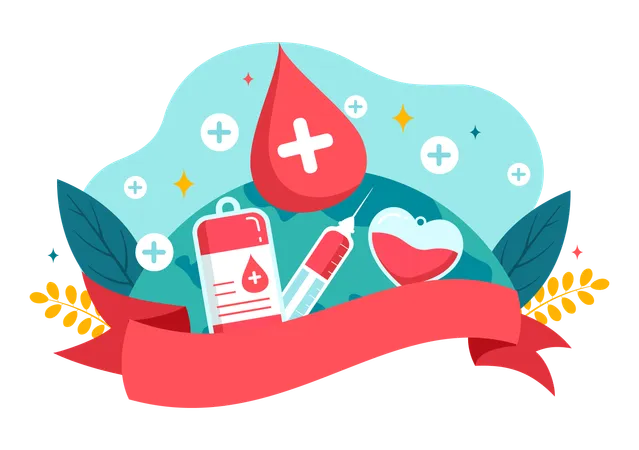World Blood Donor Day Vector Illustration On June 14 With Human Donated Bloods For Give The Recipient In Save Life In Flat Cartoon Background Illustration