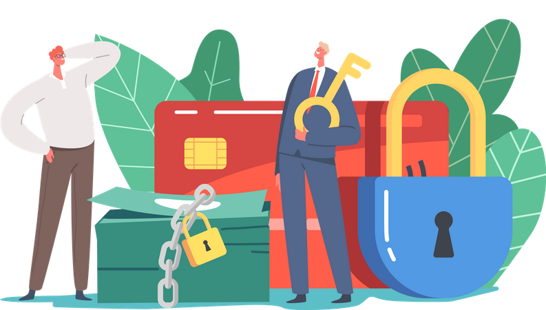 Bloquear cartão de crédito durante compras ou transações online  Ilustração