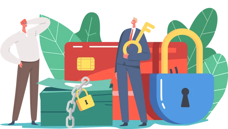 Bloquear cartão de crédito durante compras ou transações online  Ilustração