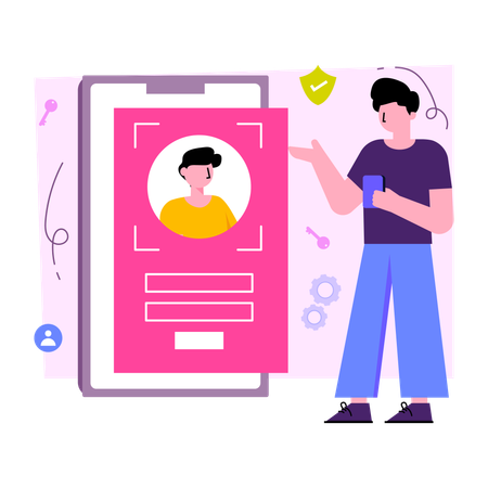 Bloqueio de identificação facial  Ilustração