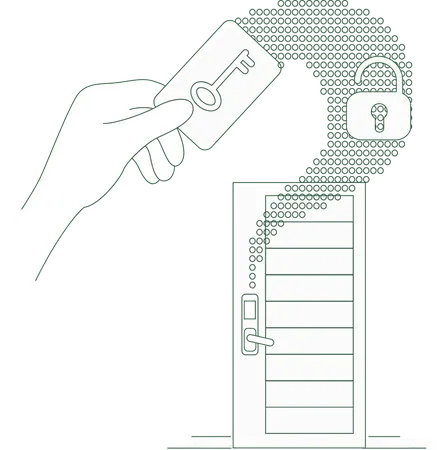 Segurança de bloqueio sem chave em casa usando NFC  Ilustração