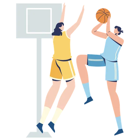 Bloqueo defensivo en el juego de baloncesto  Ilustración