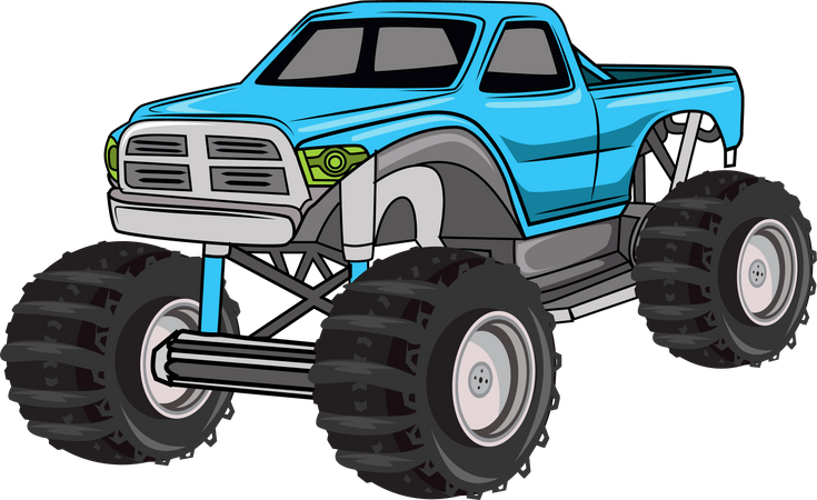 Blue big monster truck off-road vehicle  Illustration