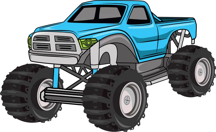 Blue big monster truck off-road vehicle  Illustration