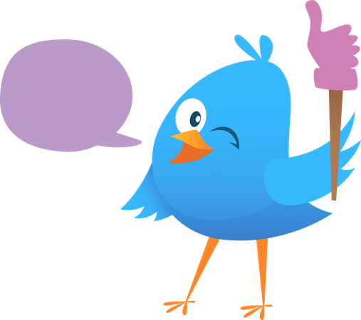 Blue bird with speech bubble and like  Illustration