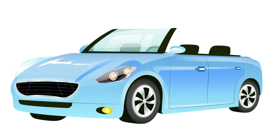 Blue Cabriolet Car  Illustration