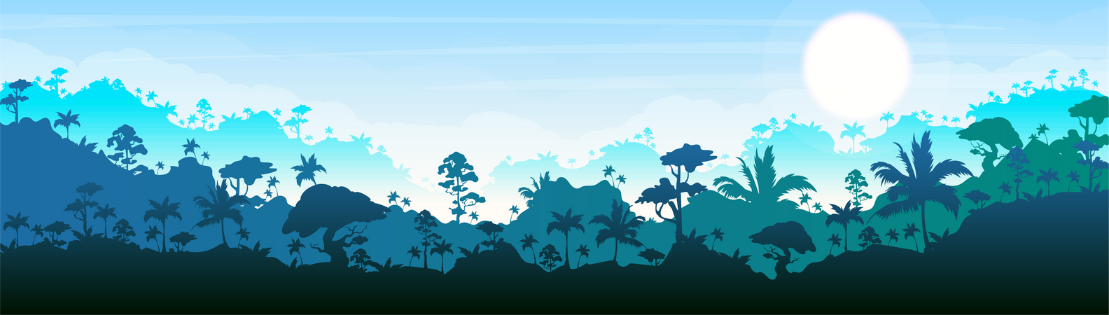 Blue forest scenery  Illustration