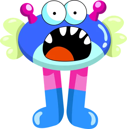 This Blue Scared Monster With Wide Eyes And Pink Legs Exudes A Charming Vibe Perfect For Stories Or Designs That Aim To Engage And Entertain Illustration