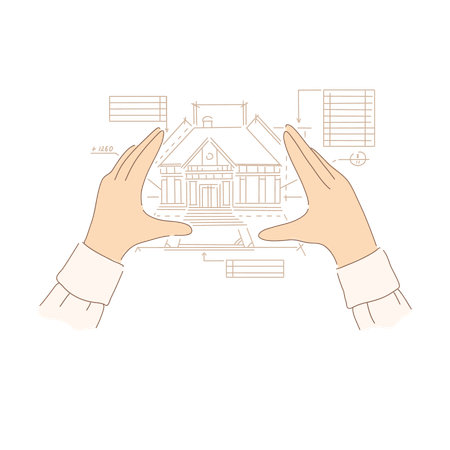 Blueprint Measurements Of Building Project  Illustration