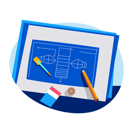 Blueprint sketching  Illustration