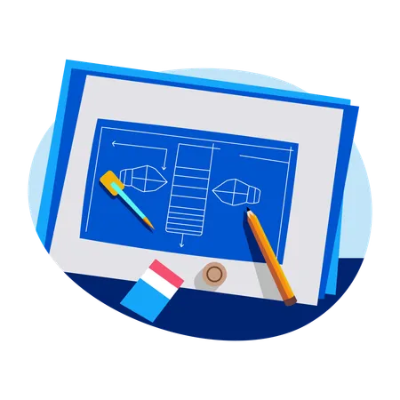 Blueprint sketching  Illustration