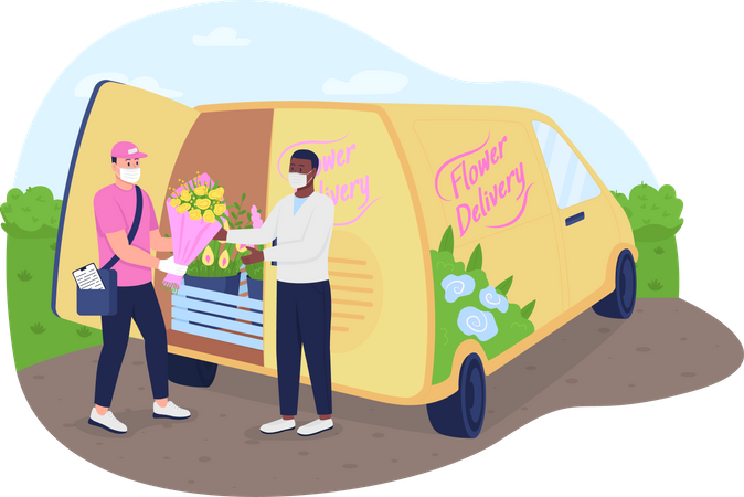 Blumen Lieferwagen während  Illustration