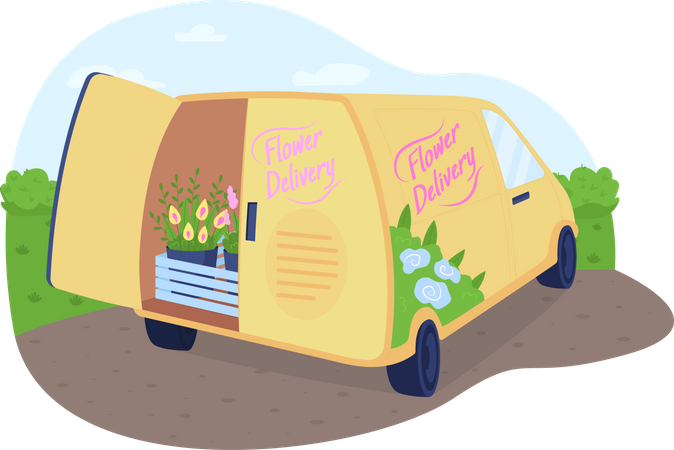 Blumenlieferwagen  Illustration