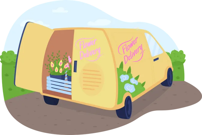 Blumenlieferwagen  Illustration