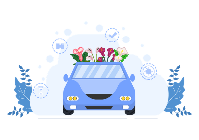 Blumenlieferwagen  Illustration