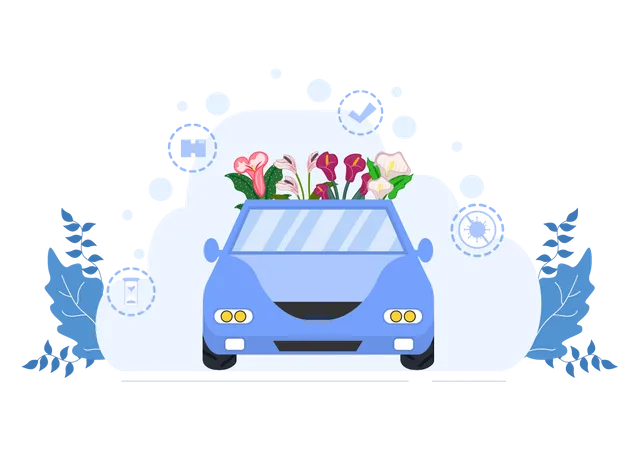 Blumenlieferwagen  Illustration