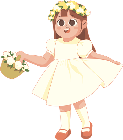 Blumenmädchen zur Hochzeit, hängende Blume  Illustration