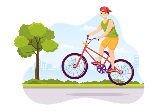 Best Premium Boy riding BMX bicycle Illustration download in PNG & Vector  format