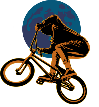 Bmx Street Freestyle with Moon  Illustration