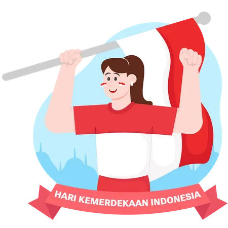 Dando as boas-vindas ao dia da independência da Indonésia  Ilustração