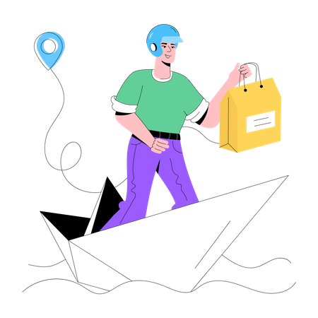 Boat Delivery  Illustration
