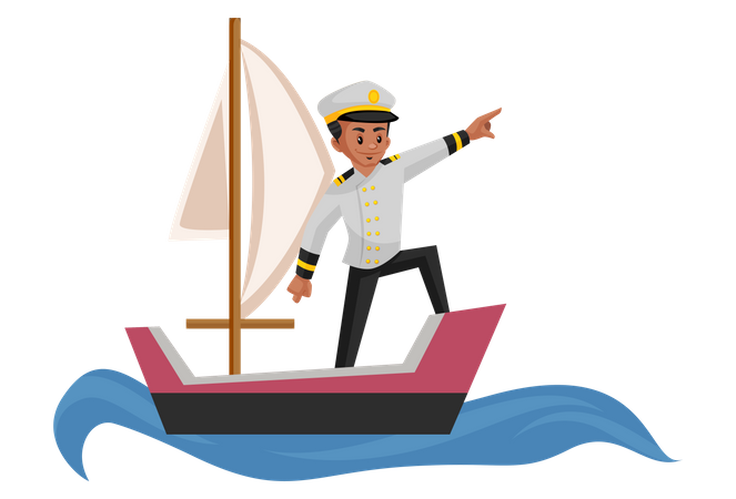 Boatman sailing in boat  Illustration