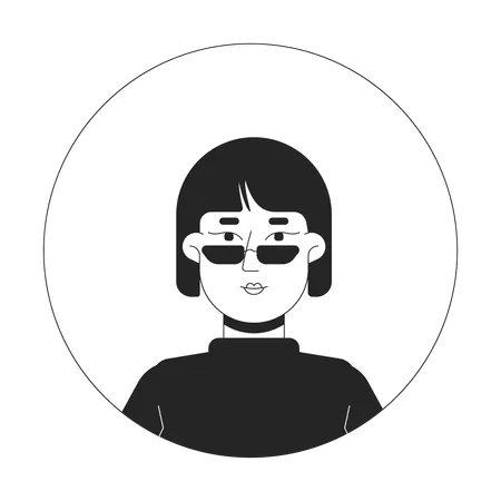 Bob Haare koreanische Frau mit Sonnenbrille  Illustration