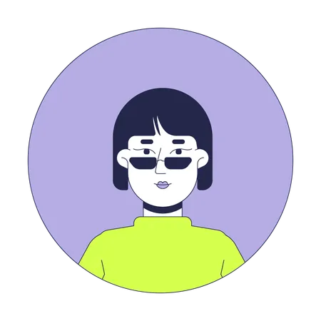 Bob hair korean woman wearing sunglasses  Illustration