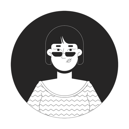 Bob haircut korean woman in sunglasses  Illustration