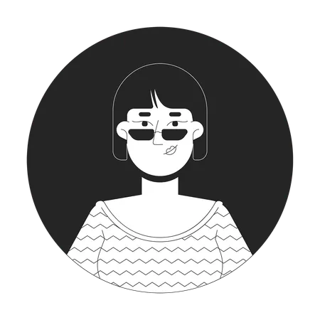 Bob haircut korean woman in sunglasses  Illustration