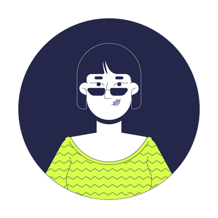 Bob haircut korean woman in sunglasses  Illustration