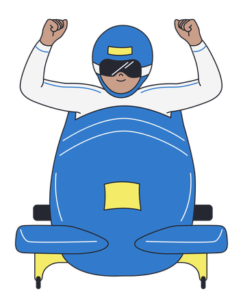 Bobsled Racer in Sled  Illustration