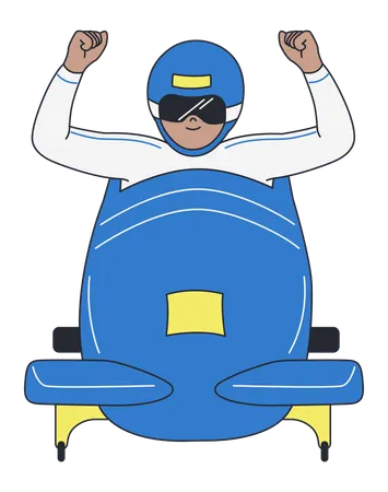 Bobsled Racer in Sled  Illustration