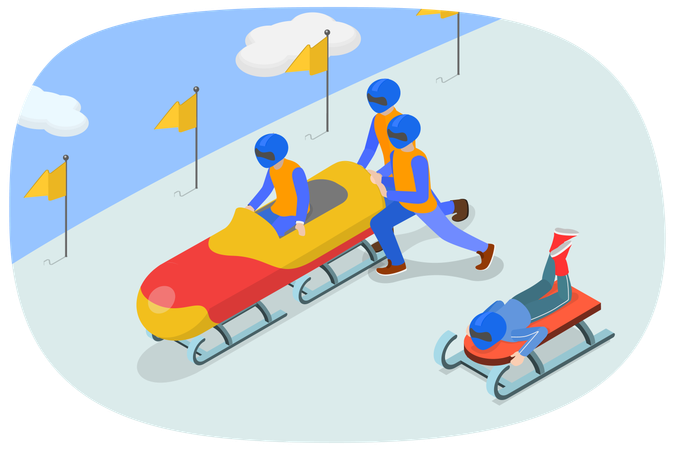 Activités de plein air en bobsleigh  Illustration