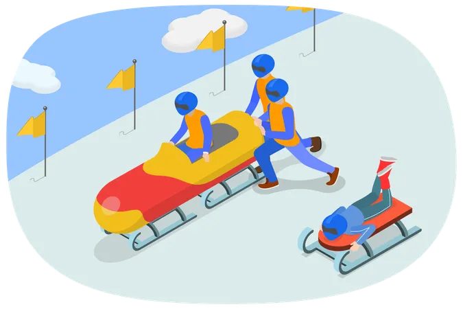 Activités de plein air en bobsleigh  Illustration