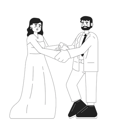 Novia y novio de boda americana  Ilustración