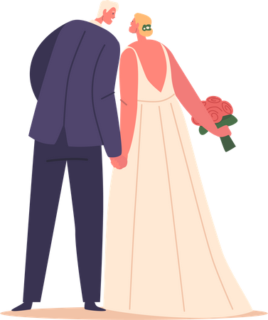 Novia y el novio de la boda  Ilustración