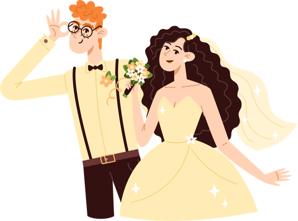 Pareja de boda  Ilustración